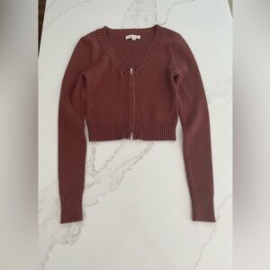 PacSun Brown Long Sleeve Sweater cardigan with zipper